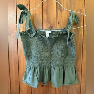H&M Green Tie tank